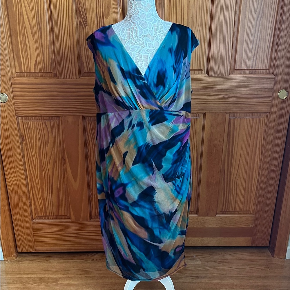 Dress Barn Faux Wrap Colorful Dress